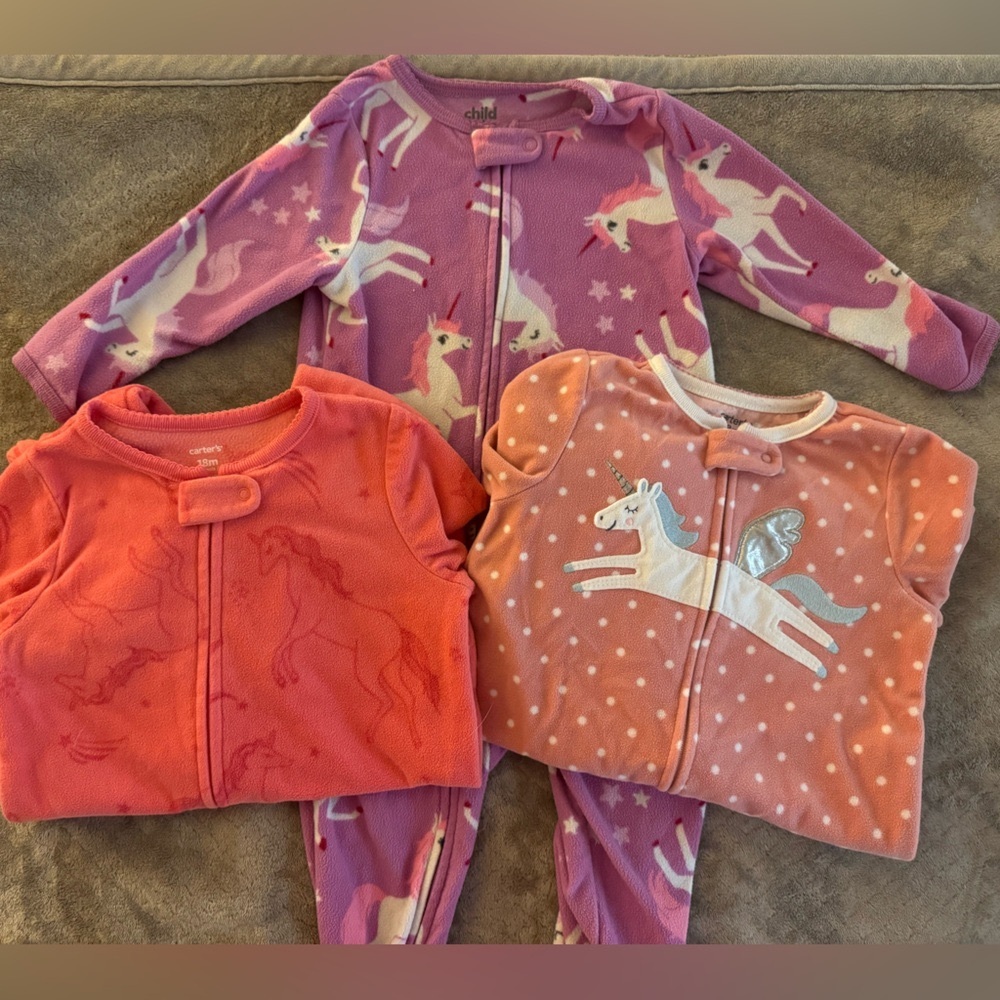 Carter's Fleece Unicorn 🦄 Sleepers Bundle of 3